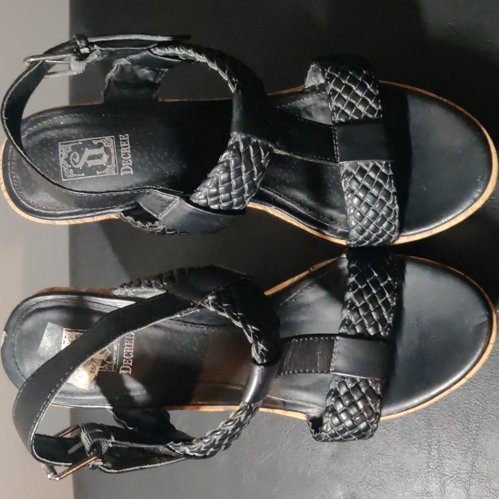 Decree Cork T-Strap Platforms Black